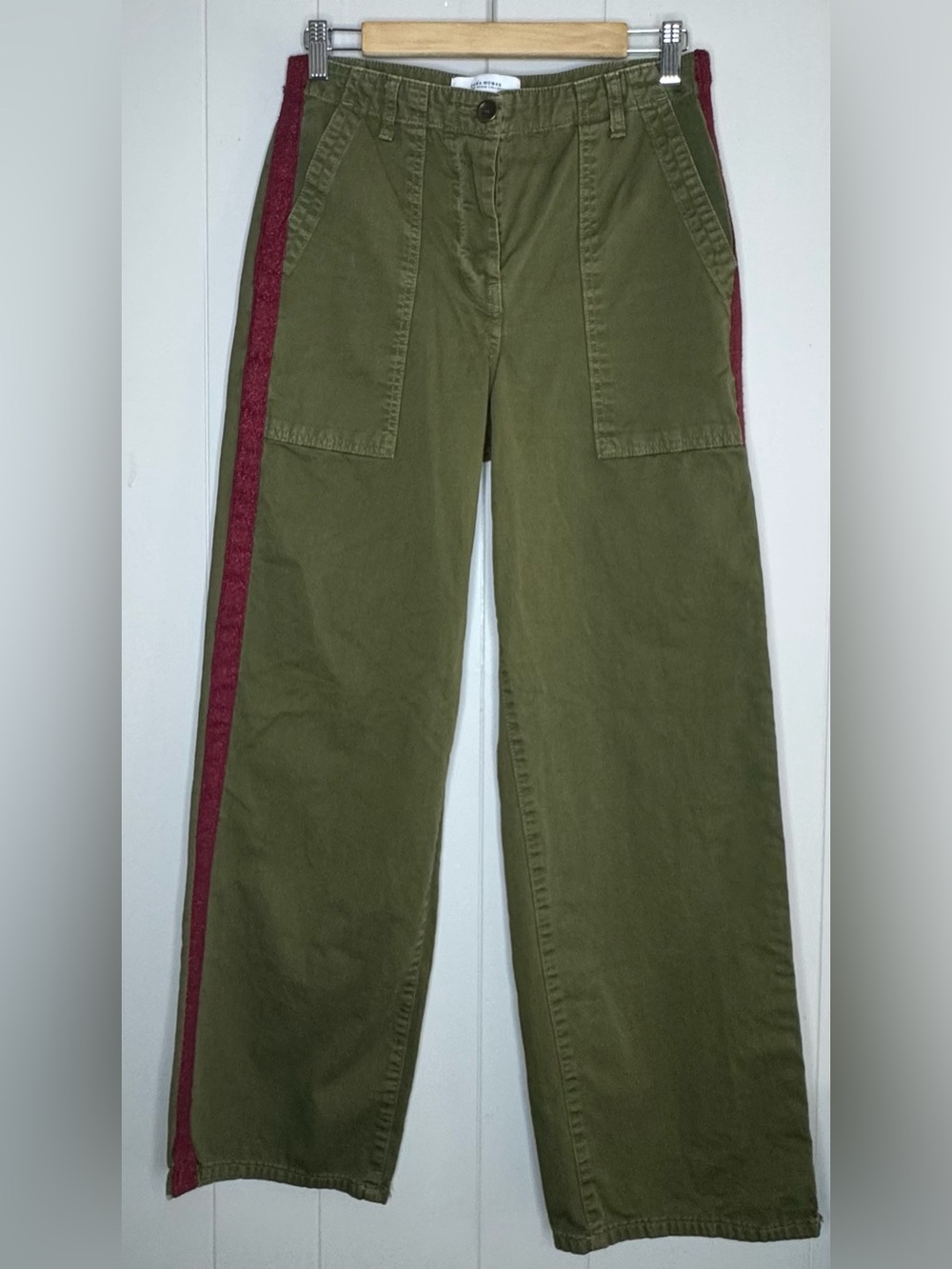 Zara “The Worker Straight “ Olive Wide-Leg Pants Womens Size 4 - Picture 2 of 8